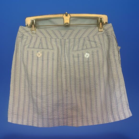 Skort Pickleball Tennis Golf Dockers Size 4 Seersucker 6 Pockets White Red Blue - Picture 2 of 13